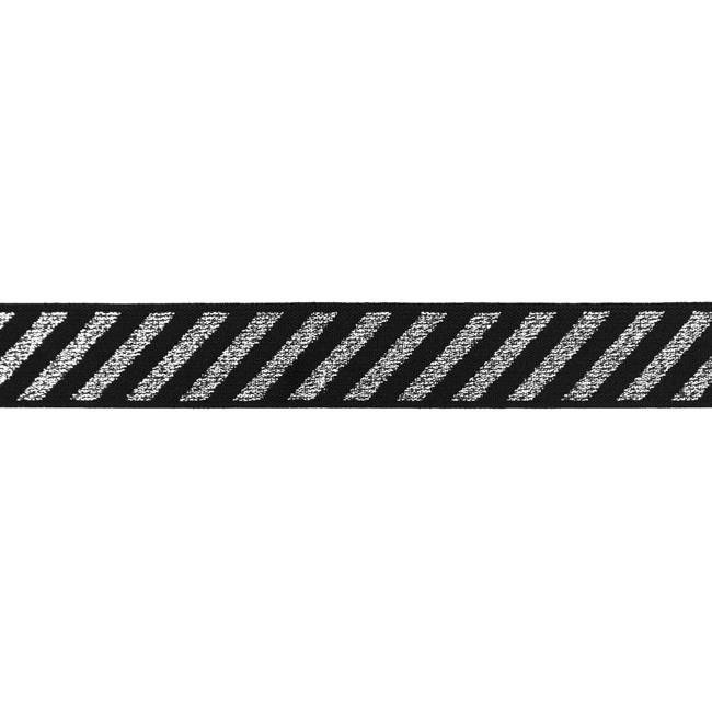 Bånd/kantbånd - Lurex, Elastisk, Stribet - Mørkegrå - Dekorationsbånd - Øvrige, Bånd & dekorationsbånd, Tekstilbånd & snor