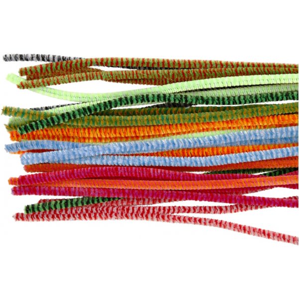 Piprensare - 6 mm - mixade färger - randiga - 30 st Piprensare - 6 mm - mixade färger - randiga - 30 st