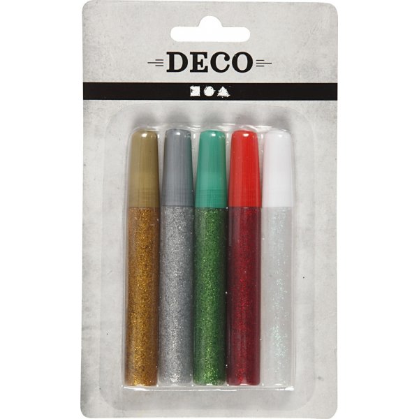 Glitterlim - mixade färger - 5 x 10 ml Glitterlim - mixade färger - 5 x 10 ml