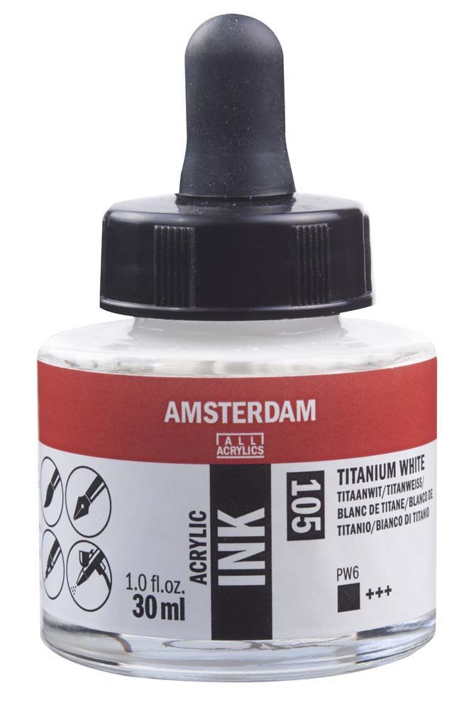Akrylmarker Amsterdam 30 ml - Titanium White - Tusch & Blæk, Kunstnerfarver