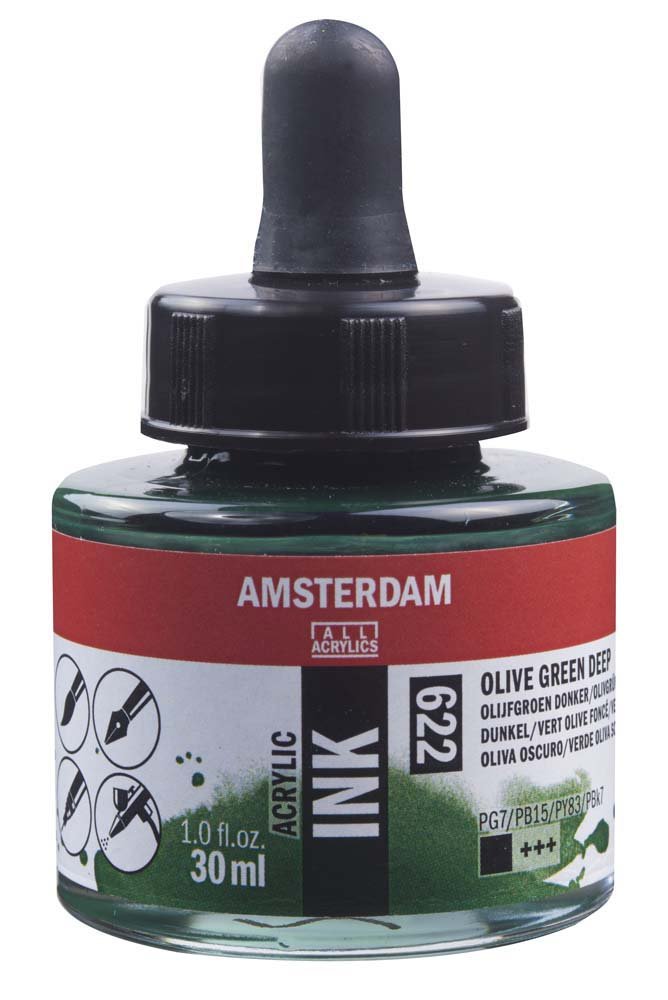 Akrylmarker Amsterdam 30 ml - Olive Green Deep - Tusch & Blæk, Kunstnerfarver