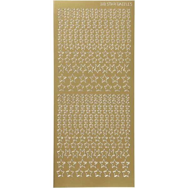 Klistermærker stjerner 10x23 cm Guld - 1 ark Klistermærker stjerner 10x23 cm Guld - 1 ark