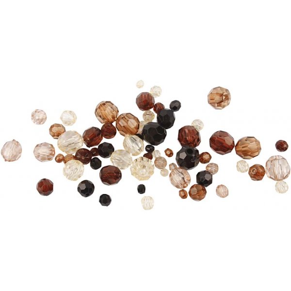 Harmoni facetterade plastpärlor - mixade - gyllen - 50 g Harmoni facetterade plastpärlor - mixade - gyllen - 50 g