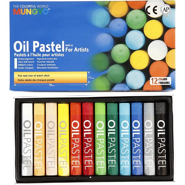 Mungyo Oljepastell - mixade färger - 12 st Mungyo Oljepastell - mixade färger - 12 st