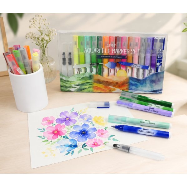 Aquarelle Marker Set Sense 15 färger i presentask Aquarelle Marker Set Sense 15 färger i presentask