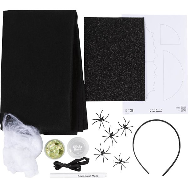 DIY-sæt Flagermuskostume med kappe og pandebånd Sort DIY-sæt Flagermuskostume med kappe og pandebånd Sort