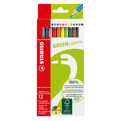 Tegnepen Green Colours Multi - 12-pak