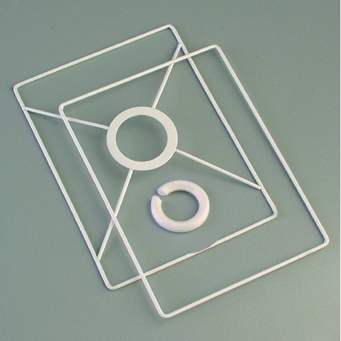 Lampebase ringsett 10x15 cm - hvit 2 deler rektangulr