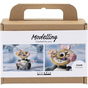 Mini DIY-sæt Modelleringsvoks Robot Grå/Pink Mini DIY-sæt Modelleringsvoks Robot Grå/Pink