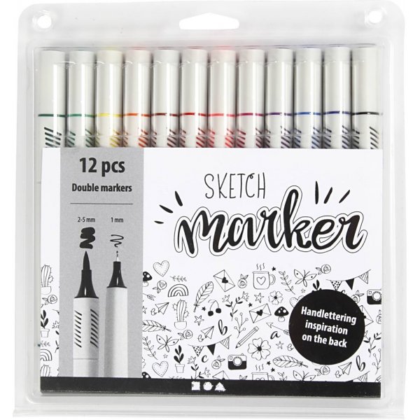 Sketch markers - standardfärger - 12 st Sketch markers - standardfärger - 12 st