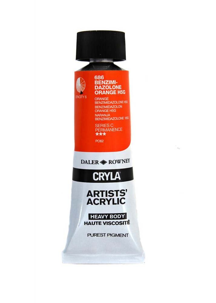 Akrylmaling Cryla 75 ml - Benzimidazol Orange - Akrylfarver, Kunstnerfarver