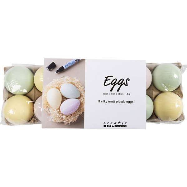 �gg av plast - pastellf�rger - 12 st