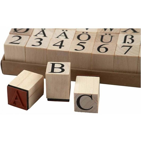 Stämplar - bokstäver och siffror - 20 x 20 mm - 45 st Stämplar - bokstäver och siffror - 20 x 20 mm - 45 st