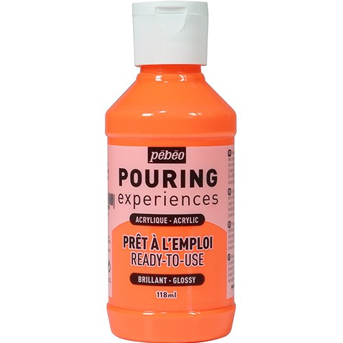 Hældningsfarve - Pebeo Experiences - Fluorescerende orange - Akrylmedier, Malermedium, Fernis og kunstner medier til kunstmaling
