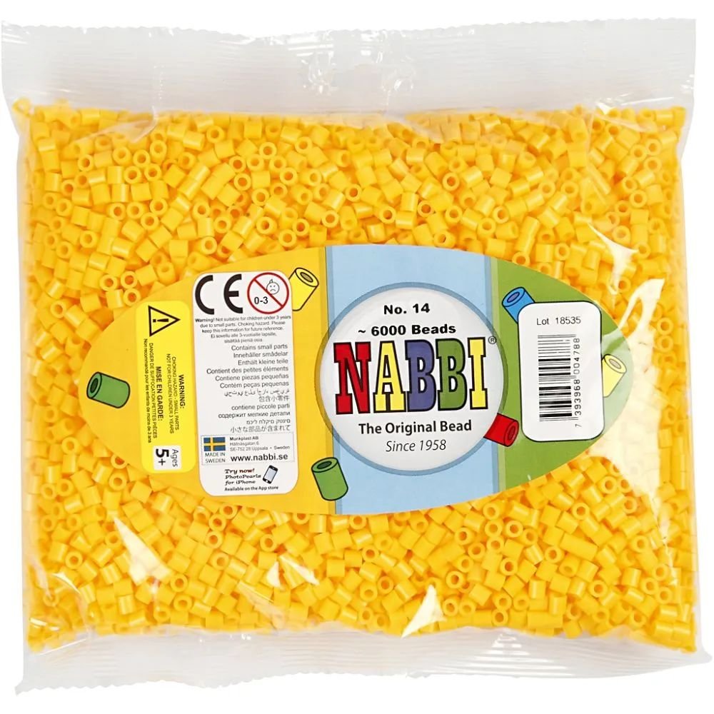 NABBI Tube perler - Gul (32227) - 6000 stk - Rørperler, Perler & perleplader, Håndværk