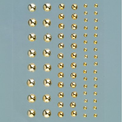 Halvperler akryl selvklebende 3 5 7 mm - gull brilliant 72-pakning rund