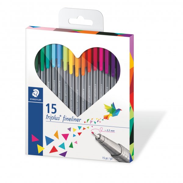 Fineliners Triplus Hjrta - 15 pennor
