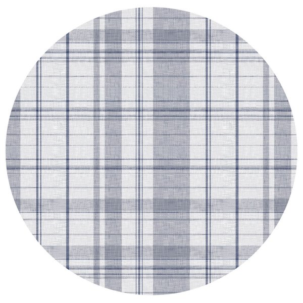 Vaxduk rund rutigt motiv - Bl�