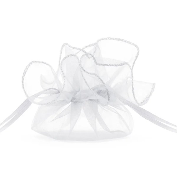 Organzap�sar med dragsko 25 cm - vit
