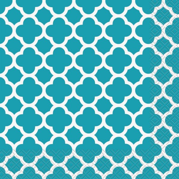 Quatrefoil servetter - Turkos 16 st