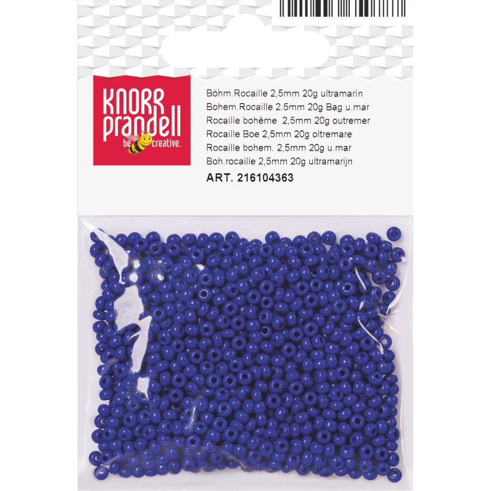 Bohemske rocailleperler 2,5 mm, 20 g, ultramarinblå - Blandinger af rocaillesperler, Rocaillesperler, Håndværk