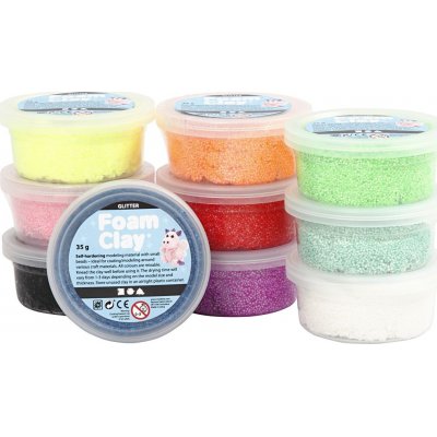 Foam Clay - blandede farger - glitter - 10 x 35 g