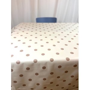 Vaxduk gr�ddvit med brun prick 140 cm