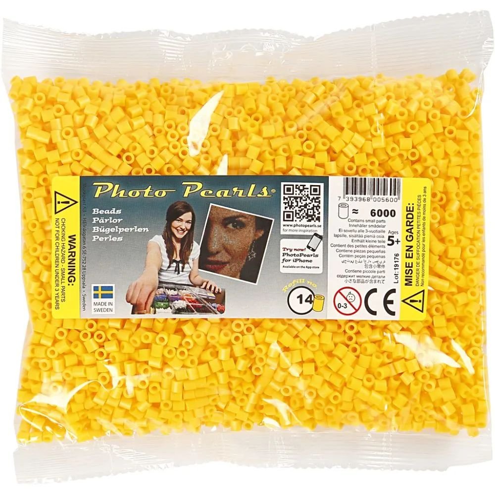 NABBI PhotoPearls - Gul (14) - 6000 stk - Photo Pearls, Perler & perleplader, Håndværk