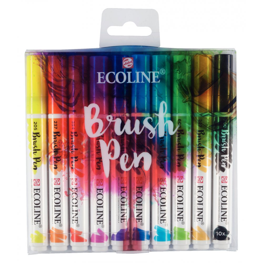 Penselpen Ecoline Brush Pen - 10-pak - Fiberpenne, Penne, Penne, kridt & tusch