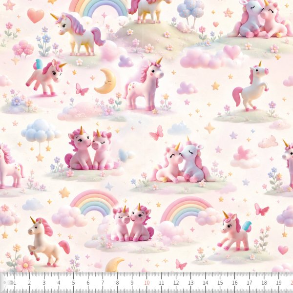 Trikåtyg Uni unicornland mönstrad 150 cm - Metervara Trikåtyg Uni unicornland mönstrad 150 cm - Metervara