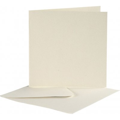 Postkort med konvolutt - off-white- 12,5 x 12,5 cm - 10 stk.
