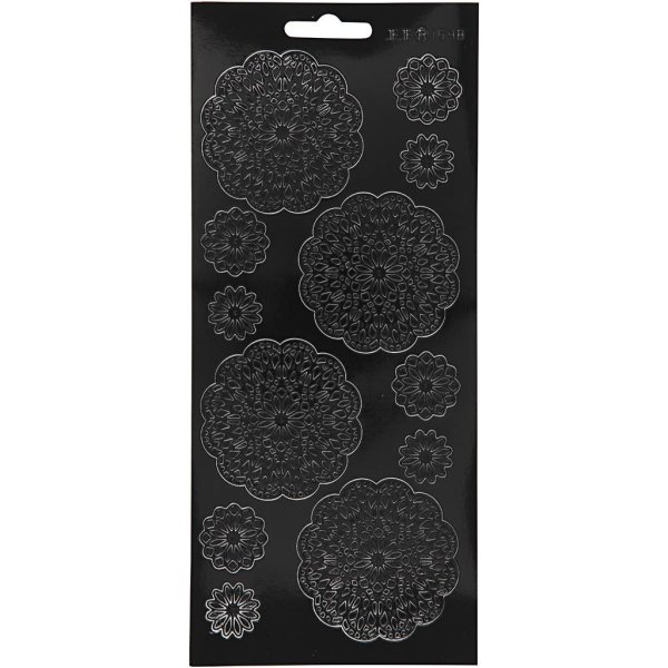 Klistermærker blomster 10x23 cm sort - 1 ark Klistermærker blomster 10x23 cm sort - 1 ark