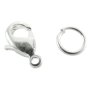 Set med 4 silverfärgade karbinhakar med ringar 12 mm Set med 4 silverfärgade karbinhakar med ringar 12 mm