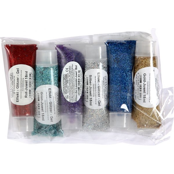 Eulenspiegel Glittergel - mixade färger - 6 x 18 ml Eulenspiegel Glittergel - mixade färger - 6 x 18 ml