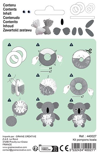 Gör-det-själv-kit för pompom - koala Gör-det-själv-kit för pompom - koala