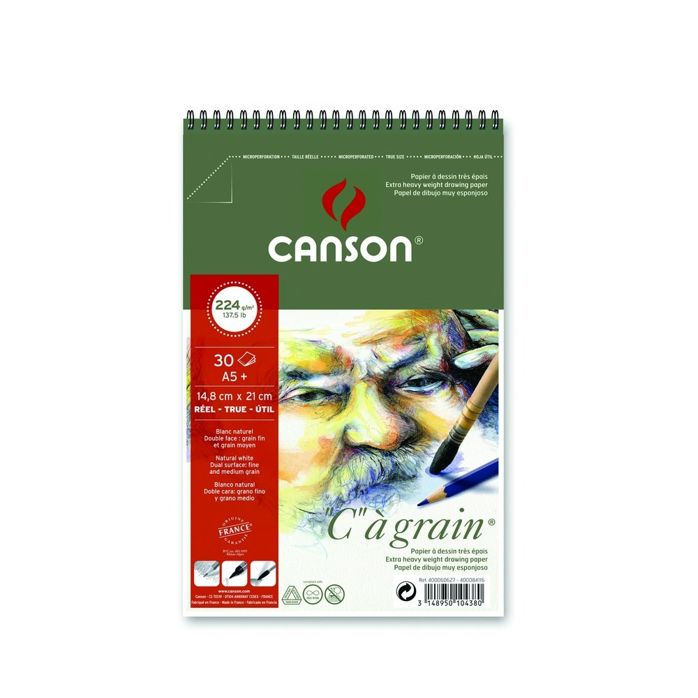 Canson C á grain 224g - A5+ - Ritblock, Block
