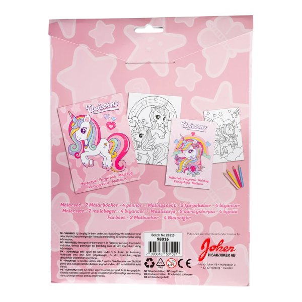 M�larset enh�rning - 2 m�larb�cker med 4 f�rgpennor