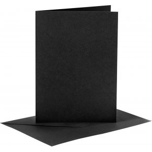 Kort och kuvert - svart - 11,5 x 16,5 cm - 4 set
