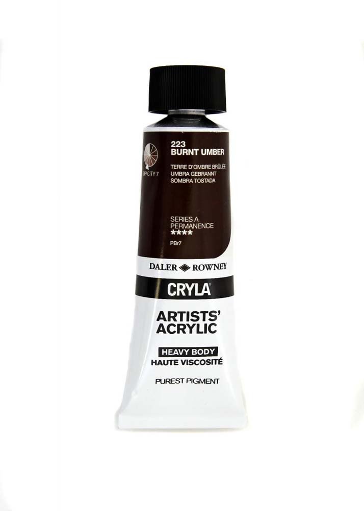 Akrylmaling Cryla 75 ml - Burnt Umber - Akrylfarver, Kunstnerfarver