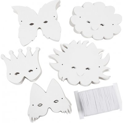 Masker laget av papp og strikk - hvit - 100 stk