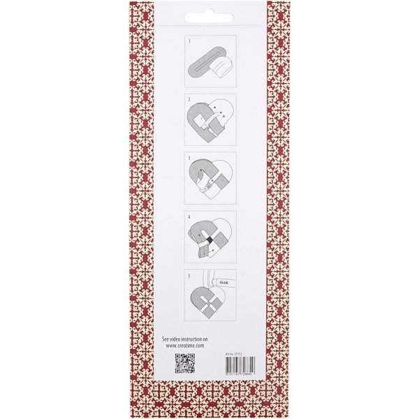 Pysselset - Flätade hjärtan - röd/vit mönster - 8 st Pysselset - Flätade hjärtan - röd/vit mönster - 8 st
