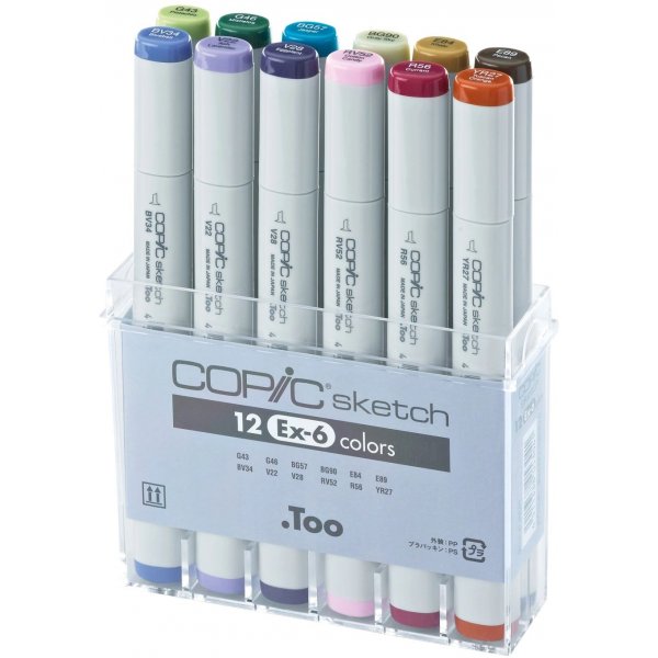 Copic Sketch set - 12 pennor - EX-6