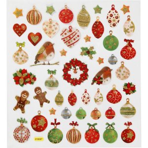 Klisterm�rker julekugler og pynt 15x16,5 cm 1 ark