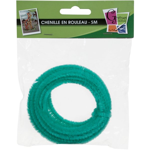 Chenille 8 mm turkos, 1 meter Chenille 8 mm turkos, 1 meter