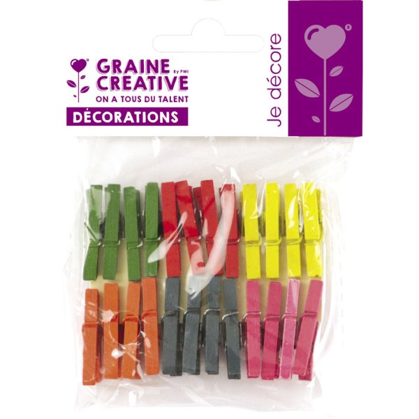 Träpinnar i blandade färger 24-pack, 2,5 cm Träpinnar i blandade färger 24-pack, 2,5 cm