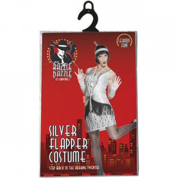Flapper maskeraddräkt silver - Small Flapper maskeraddräkt silver - Small