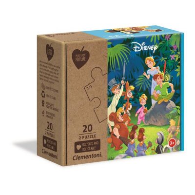 Brnepuslespil 2-pak 20 brikker - Junglebogen & Peter Pan (100% genbrug)