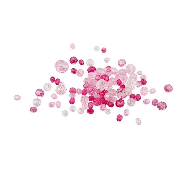 Harmoni facetterade plastpärlor - mixade - rosa - 45 g Harmoni facetterade plastpärlor - mixade - rosa - 45 g