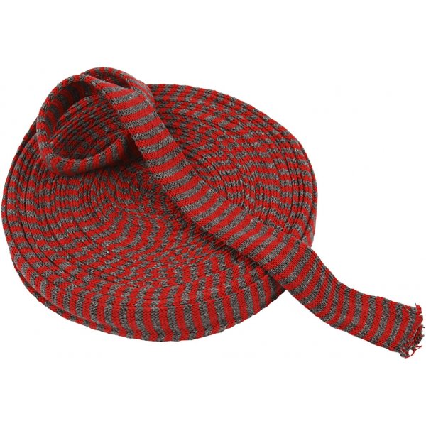 Tubstickad väv - B30 mm - julröd/grå - 10 m Tubstickad väv - B30 mm - julröd/grå - 10 m