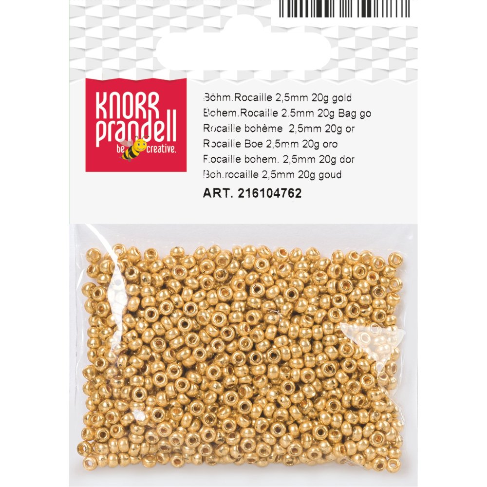 Rocailleperler 2,5 mm, 20 g, lysegull - Blandinger av rocailleperler, Rocaillesperlor, Håndverk